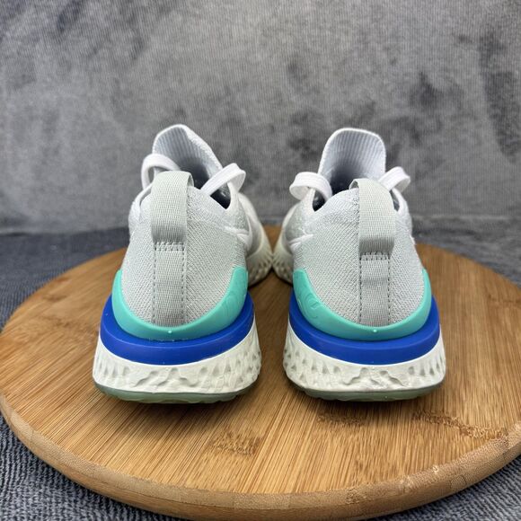 Nike Epic React Flyknit 2 Shoes Womens Size 6.5 White Teal Running BQ8927-105 - Picture 4 of 11